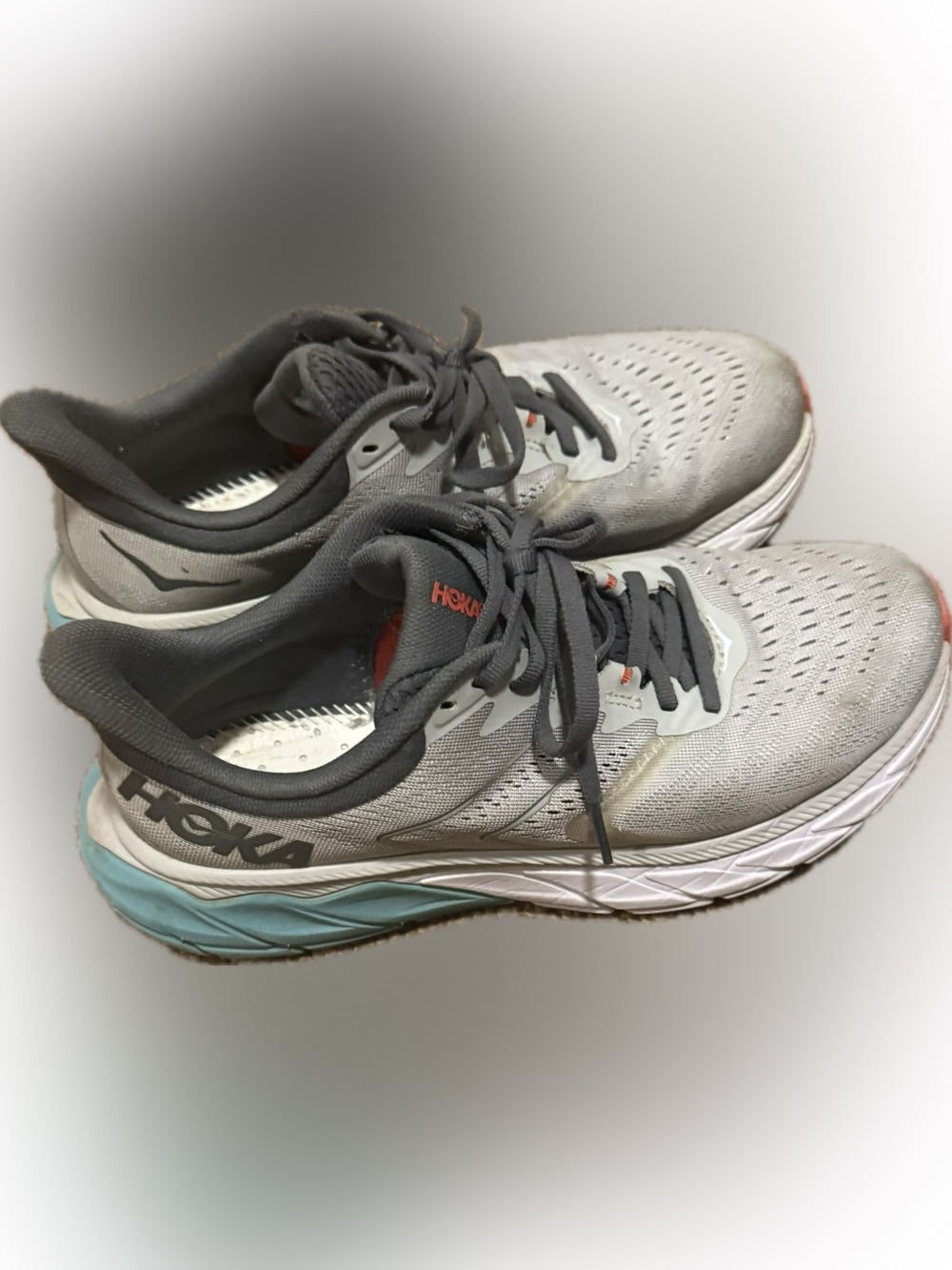 HOKA Men’s  Gray Running Shoes with Teal Accent